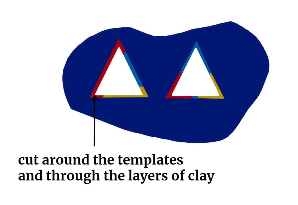 Abstract Triangles Diagram 4 triangle template laid across complete polymer