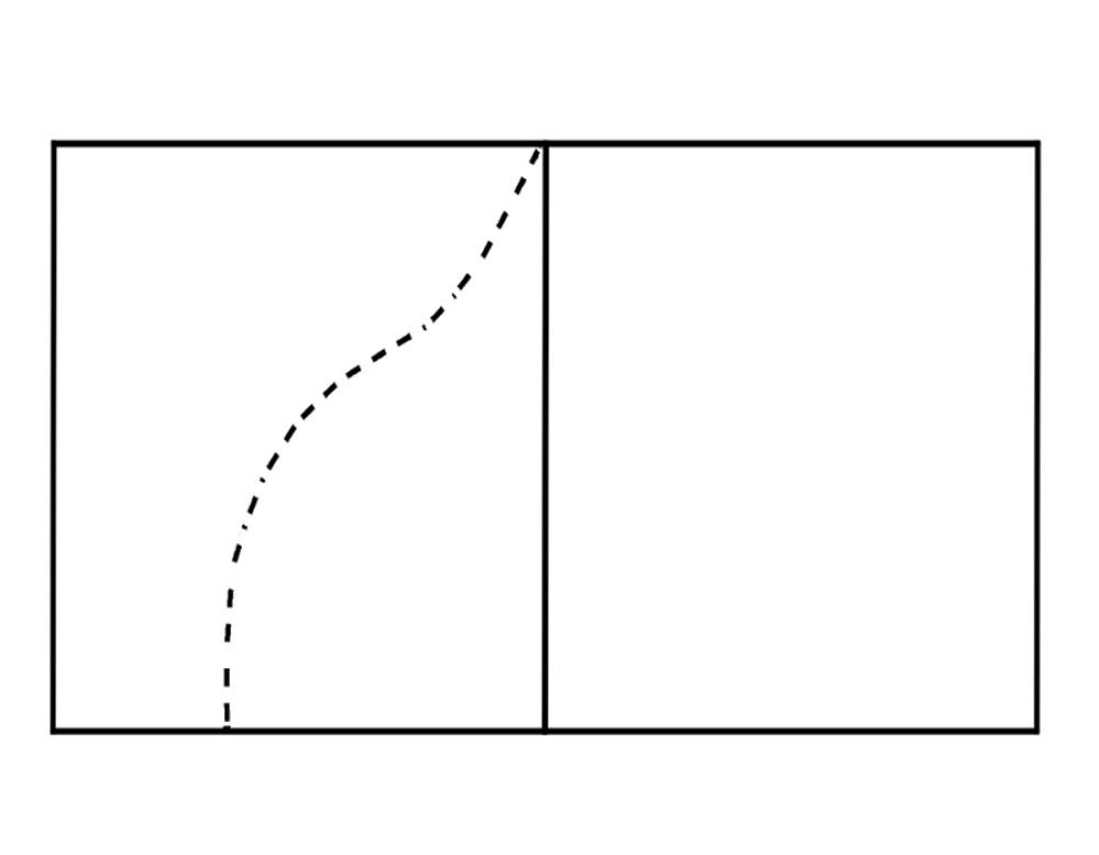 Diagram shows how to draw the first curve of the arch template