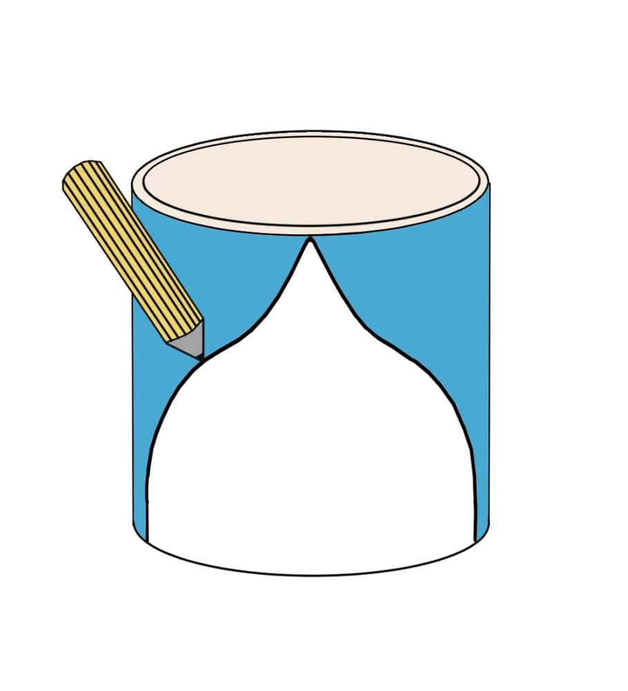 Diagram 2 shows the drawing around the arch template onto the plant pot