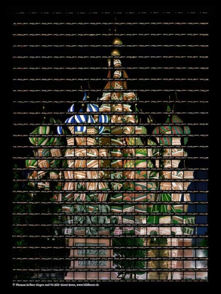 Contact sheet, with the collective images forming a recognisable colour photograph of Basilius Cathedral