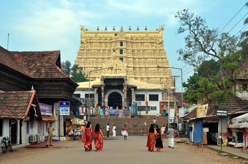 Photograph of Sree Padmanabhaswamy Temple Trivandrum, Kerala, showing a golden roof