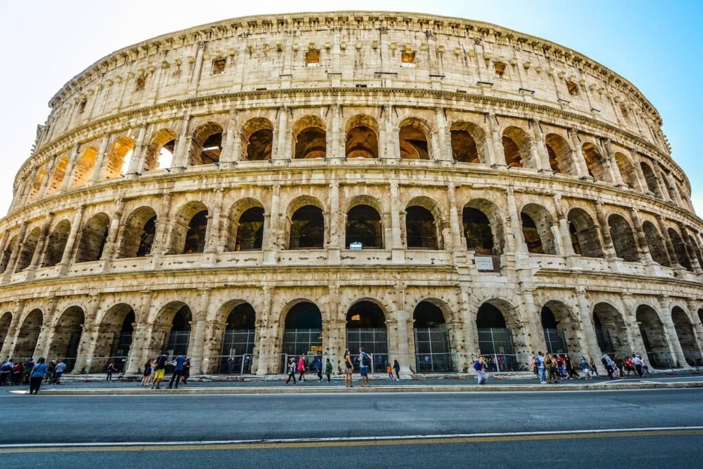 Photograph showing the colosseum from Rome.