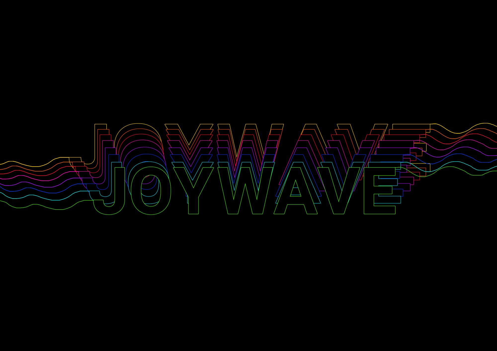 Graphic design: different coloured radio waves that form the word 'Joywave'