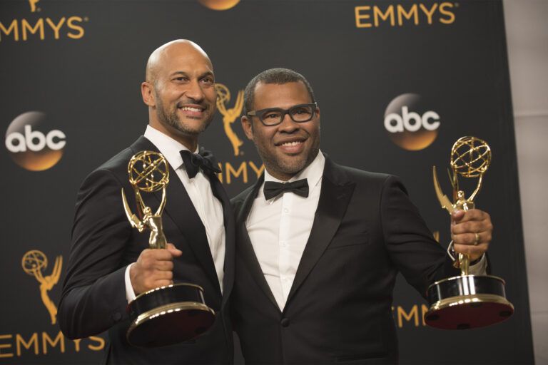 Photograph of Keegan-Michael Key (L) and Jordan Peele (R) from the 68th Emmy Awards