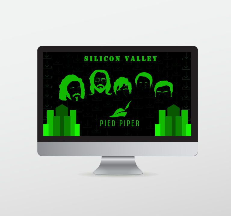 Design poster for the show - displaying the TV characters on a computer screen