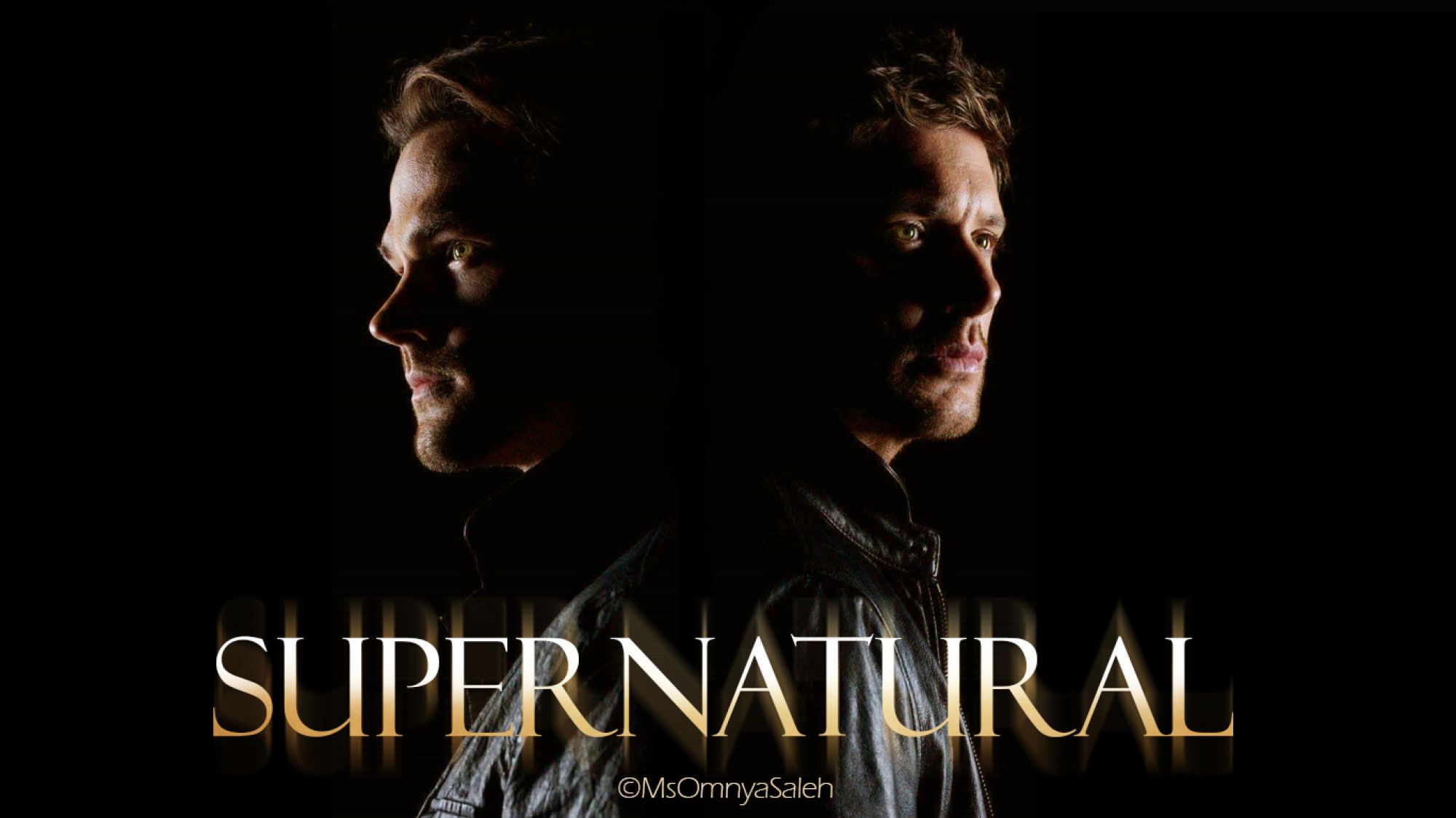 Photograph poster showing the characters - Sam and Dean shrouded in darknesses