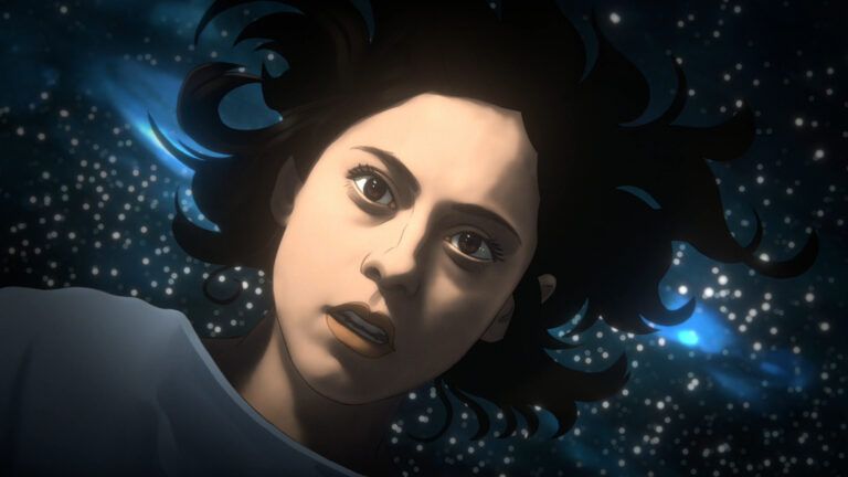 Film still: Alma floats through space