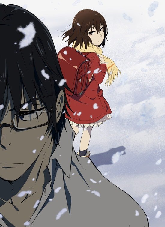 Anime image, showing the adult Satoru & and the young Kato