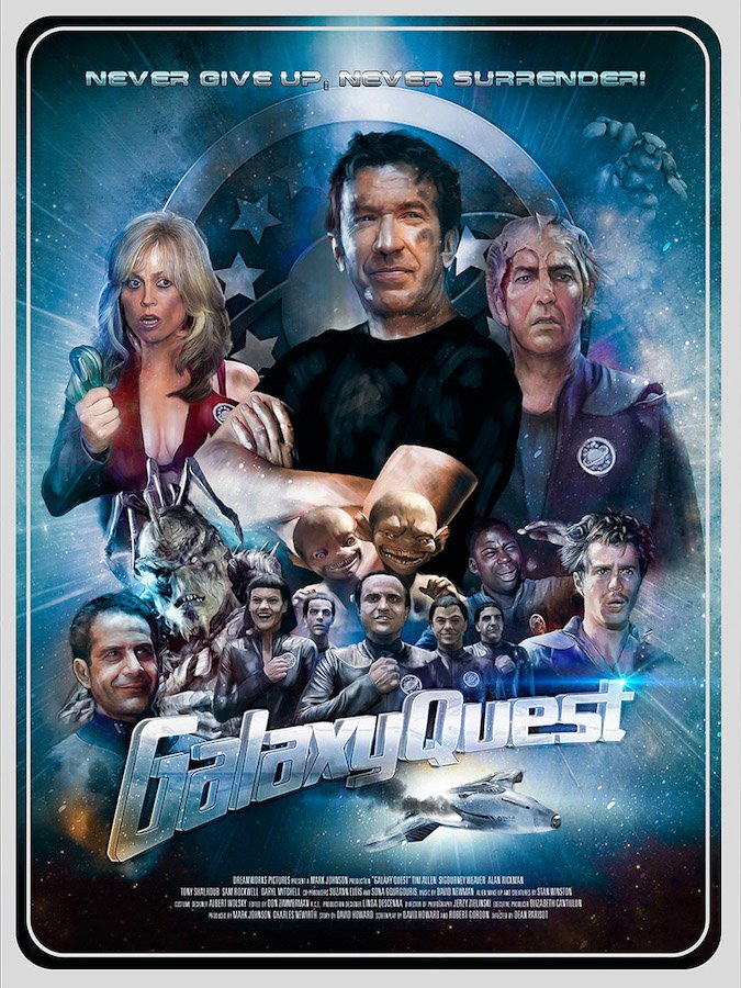 Almost photorealistic illustration of the Galaxy Quest characters