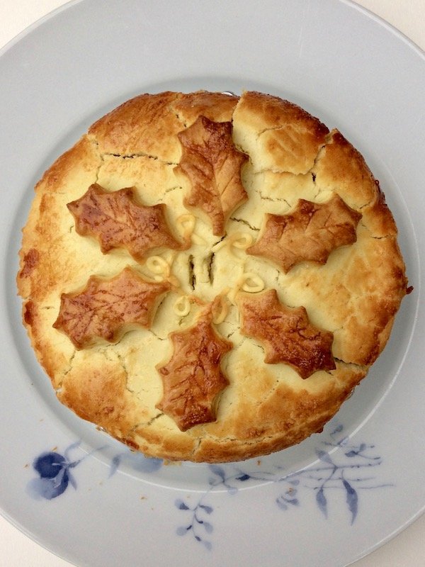 Holly-leaf decorated pie