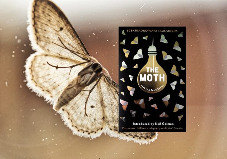 Simple illustrated book cover of a lightbulb surrounded by moths